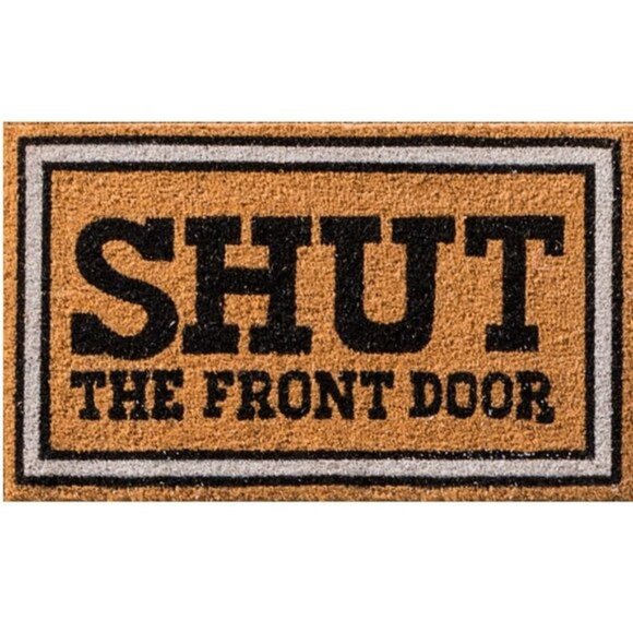 New Shut The Front Door Natural Coconut Fibre Coir Doormat Tan 15.7" x 27.6" - Picture 1 of 3